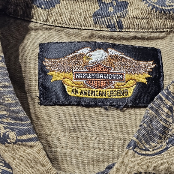 HARLEY-DAVIDSON Shirt Men's XL Graphic Print 100% Cotton Button Down Long Sleeve - Picture 5 of 7